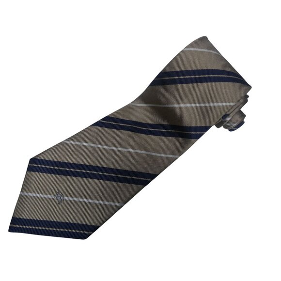 Vintage Burberrys Gold and Blue 100% Silk Repp Tie - Picture 6 of 6